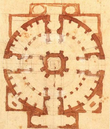 Michelangelo Buonarroti Plan for a Church oil painting picture